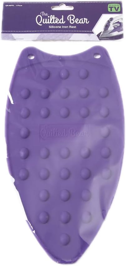 The Quilted Bear Iron Rest - Large Silicone Heat Resistant Iron Pad for General Crafts, Portable Ironing Stand for Travel and Quilting (Purple)