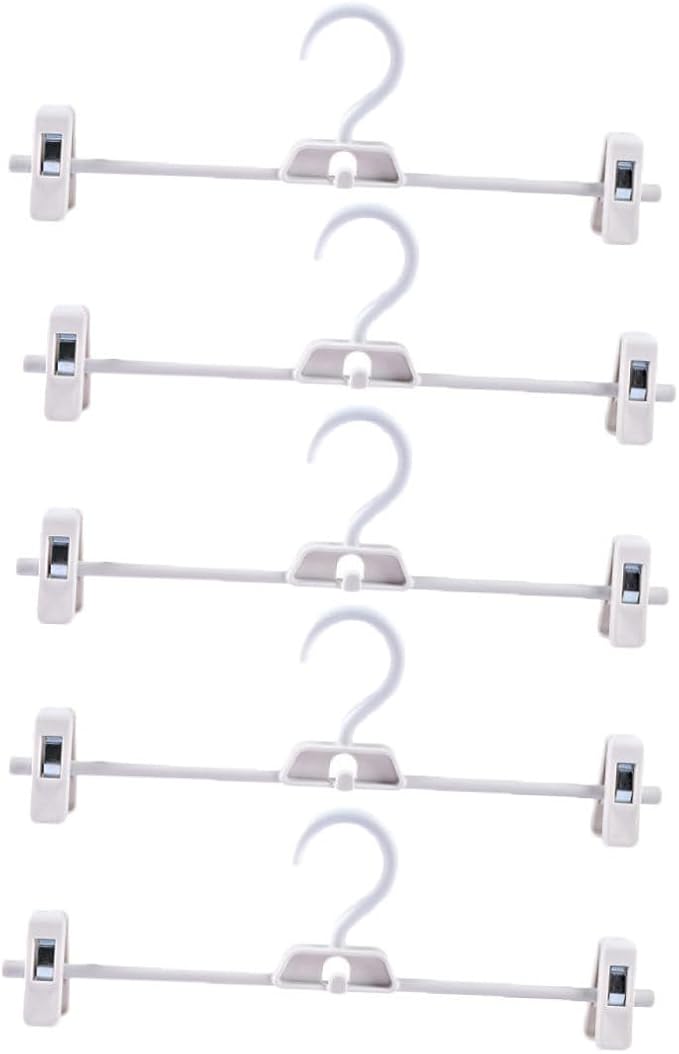 CHILDWEET 5pcs Adjustable Plastic Pants Clip Drying Rack Space Saving Clothes Hanger for Pants Trousers and Skirts Versatile and Organizer