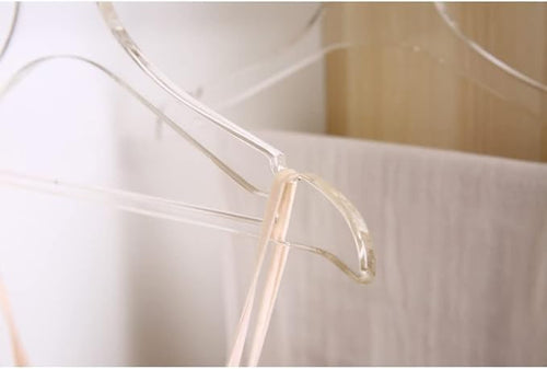 YBM Home Quality Acrylic Clear Coat Hangers Made of Clear Acrylic for a Luxurious Look and Feel for Wardrobe Closet, Clothes Hangers Organizes Closet, with Bar, Silver w/Flat Hook, 4120-6