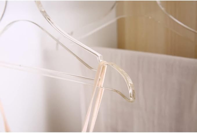 YBM Home Quality Acrylic Clear Coat Hangers Made of Clear Acrylic for a Luxurious Look and Feel for Wardrobe Closet, Clothes Hangers Organizes Closet, with Bar, Silver w/Flat Hook, 4120-1
