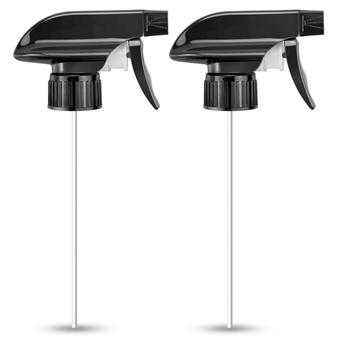 Wedama Spray Nozzle for 8 oz and 16 oz Glass Spray Bottles, Black Trigger Sprayers Replacement with Mist Stream Sprayer Adjustable Spray Bottle Nozzles - 2Pack