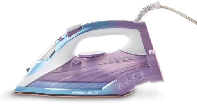BLACK+DECKER Moonstone Iron, IR2323-1AD, Ceramic Infused Soleplate & Anti-Drip Function with Auto Clean and Auto Shut-off, 50% Smoother Glide for Fabric Wrinkles