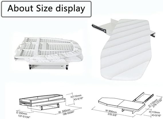 37 Inch Wall-Mounted Ironing Board,180°Swivel Fold Away Ironing Board,Folding Slide-Out Space Saving Iron Board for Home Laundry Room Dorm(Style 6)