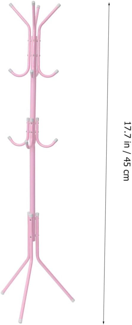 Cabilock Pink Metal Coat Rack Stand with 12 Hooks, Space-Saving Iron Hat and Clothes Hanger for Home, Bedroom, Office, and Hotel