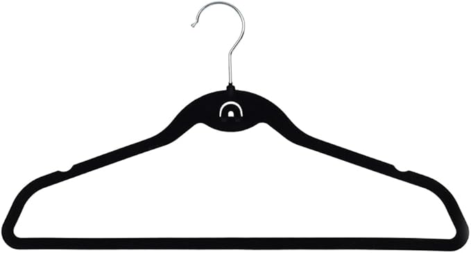 Heavy Duty Velvet Hangers with Cascade Hook, Durable, 360 Degree Rotatable Hook (50, Black)