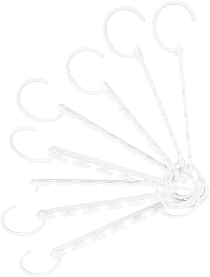8Pcs White, Space Saving Clothes Hanger Organizer with 5 Hole, Sturdy Plastic Foldable Cloth Hanger Rack Closet Organizer Wardrobe Drying Rack