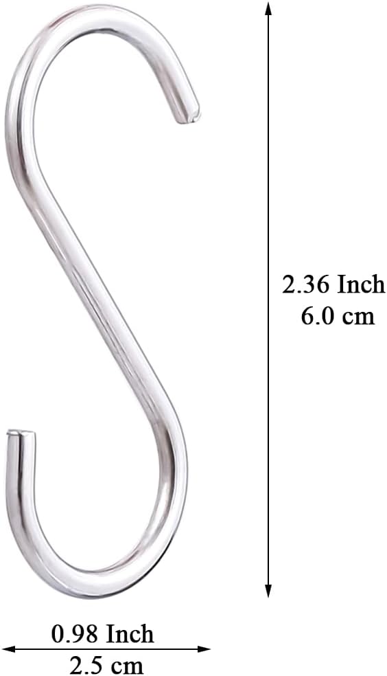 Evanda S Hooks for Hanging Pack of 30, Heavy Duty Stainless Steel Metal Mutil Purpose Hanger for Kitchen Pans, Pots, Utensils Tooks, Cups, Mugs, Clothes, Bags, Towels, Plants
