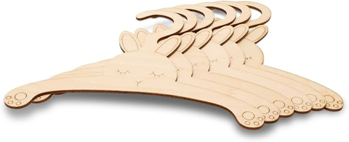 DIY Wooden Baby Hangers for Closet, Set of 25 Bunny Infant Hangers for Baby Clothes and Woodland-Themed Nursery Decor, by Woodpeckers