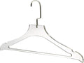 YBM Home Quality Acrylic Clear Coat Hangers Made of Clear Acrylic for a Luxurious Look and Feel for Wardrobe Closet, Clothes Hangers Organizes Closet, with Bar, Silver w/Flat Hook, 4120-1