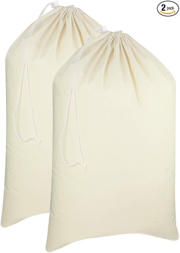 Cotton Craft - 2 Pack Extra Large 100% Cotton Canvas Heavy Duty Laundry Bags - Natural Cotton - 28"x36" - Versatile - Multi Use