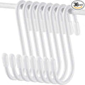 Hotop 36 Pcs White S Hooks for Hanging 2.4 Inch Heavy Duty S Shaped Hook Rack Metal Non Slip Hanger for Christmas Tree Stocking Kitchen Pot Utensils Closet Wire Bathroom Bedroom Pan Bag Towel Plant