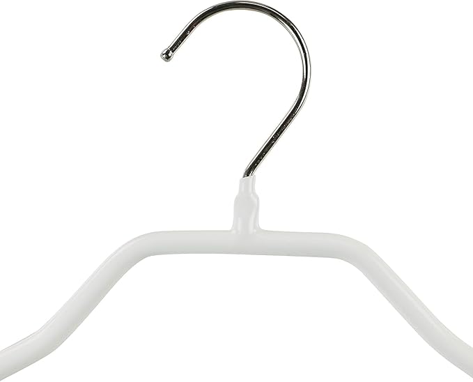 Mawa by Reston Lloyd BodyForm Series Style 42/LS, Non-Slip Steel Clothing Hanger for Suits, Dresses, & Shirts, 1½ inch Wide Shoulder Support and Pant Bar, Set of 60, White