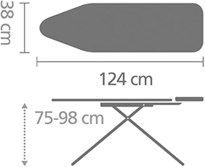Brabantia Size B Ironing Board (49x15 in) 7 Height Options, Solid Steam Unit Rest Holder (Denim Black) Non-Slip Feet, Anti-Collapse Child Locks