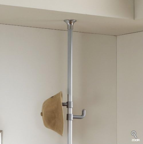 PRINCE HANGER Vertical One-Touch Pole Coat Rack — 6 Independent Rotating Hooks (Silver)