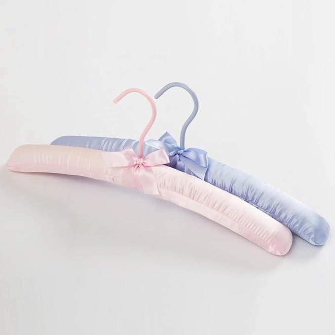 5 Pack Satin Padded Hangers for Women Clothing, Anti Slip Sponge Fabric Clothing Hangers Coat Racks for Sweater, Suit, Dress (5-Color)