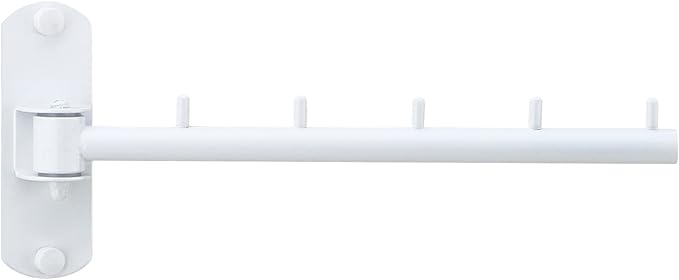 Folding Wall Mounted Clothes Hanger Rack with Swing Arm Stainless Steel Heavy Duty Coat Hook for Bathroom, Bedroom, Laundry Room- White