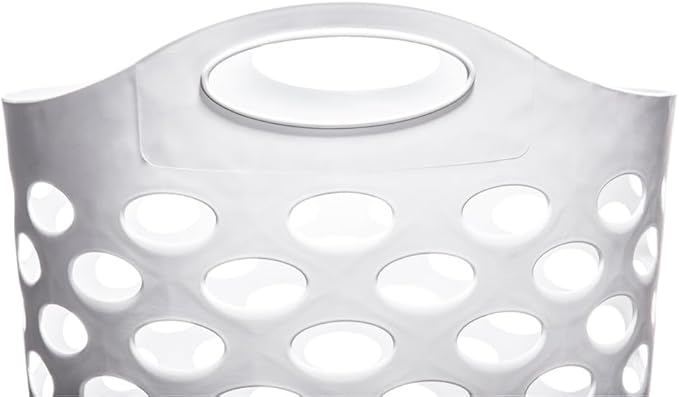 Flexible Laundry Basket,Tall plastic hamper for Clothes, Bedroom, and Storage - Portable Round Bin with Carry Handles 17.75" x 17.25" x 26", White