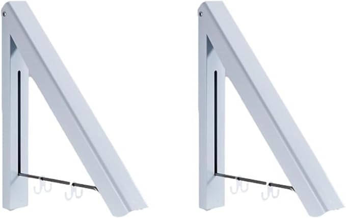 Retractable Clothes Rack - Wall Mounted Folding Clothes Hanger Drying Rack for Laundry Room Closet Storage Organization (2 Racks, White)