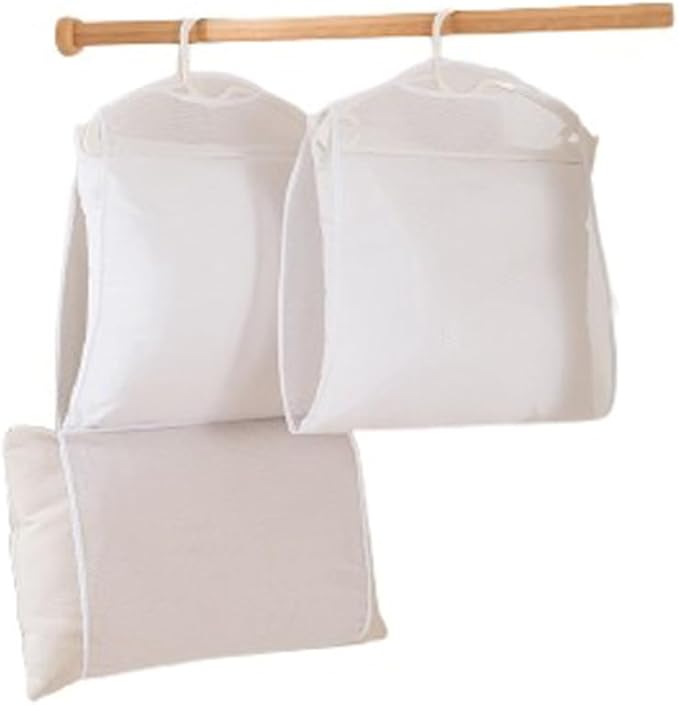 2 Pack Bed Pillows Drying Rack Plush Doll Dryer Rack Hanger Organizer Mesh Net Bags for Bedding Throw Pillows Inserts Down Alternative Fill Memory Foam Pillow Cervical Pillows One/Two Layer