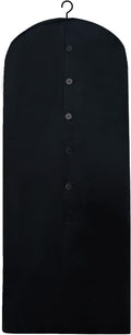 Cotton Garment Protector Bag Cover - Dust Free Cloth Hanging, Wardrobe storage for Dresses and Suits (Black with Button - 24"x42")