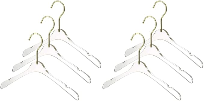 YBM Home Quality Acrylic Clear Hangers Made of Clear Acrylic for a Luxurious Look and Feel for Wardrobe Closet, Clothes Hangers Organizes Closet, Baby, Gold, 4113-6