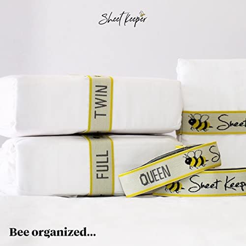 Sheet Keeper Made in The USA Closet Organization – Bed Sheet Organizer – Closet Organizer Sheet Bands Bed Linen Label – Bed Sheet Storage Sheet Labels for Bed Each Order Contains 2 Bands (Full)