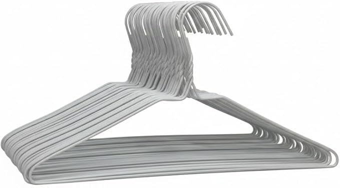White Plastic-Coated Wire Hangers 16” (40.5cm) – Heavy-Duty Rust-Resistant Steel Clothes Hangers for Drip Dry & Everyday Use, 20 Pack