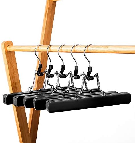 Wooden Pants Hangers, Slack Hanger with Anti-Rust Hook for Skirts, Pants, Jeans, Slacks, Shorts,Hair Extension Hanger,Set of 3