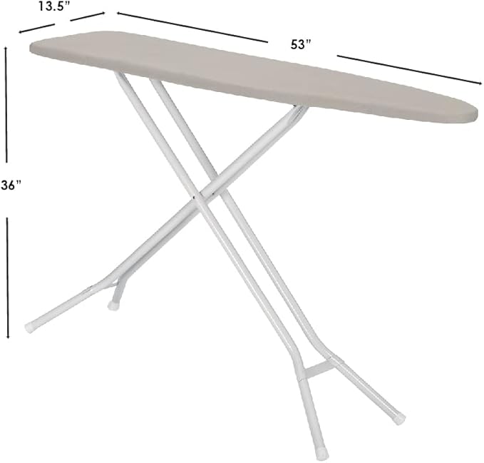 Full Size Ironing Board Made in USA – Space Gray by Seymour Home Products 4 Heavy-Duty Steel Legs Perforated Top for Steam Includes Cover & Pad Sturdy, Foldable Iron Board for Home & Laundry