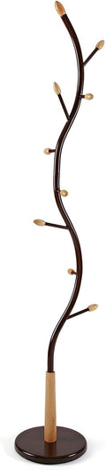 Versa Swindon Minimalist Style Floor Coat Rack, with 9 Hooks or Hangers for Clothes or Bags for the Hallway, Measurements (H x L x W) 180 x 30 x 30 cm, Metal, Bronze Color