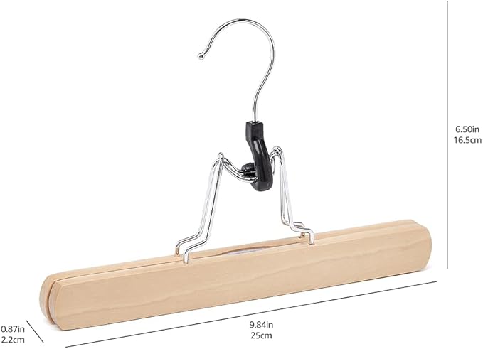 Amazon Basics Wooden Pants Hangers Closet Organizer, Natural, 20-Pack