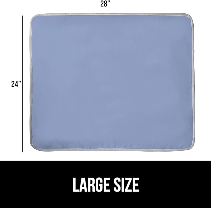 GORILLA GRIP Ironing Mat, Portable Iron Pad, Magnetic Cover for Top of Laundry Washer, Dryer, Tabletop, Countertop Padded Blanket, Silicone Coating and Scorch Resistant, Travel Size 28x24, Blue