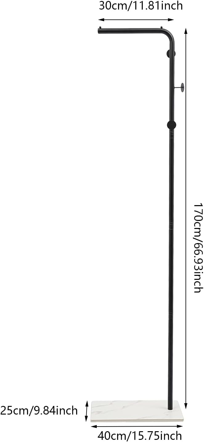 67in-Black Clothing Rack with Storage Base and Hooks, Freestanding Coat Rack Hanging Clothes, Bags, Hat and Shoes for Entryway Bedroom Garment Organizer Clothing Stores Boutique Retail