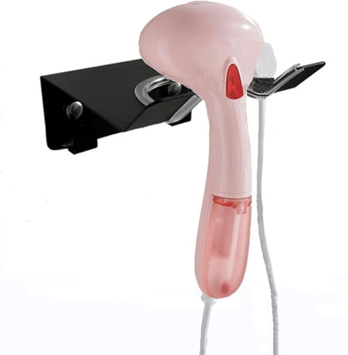 zoele Wall Mount Handheld Garment Steamer Holder, Portable Fabric Steam Iron Holder Rack, Handheld Hanging Steam Ironing Machine Wall Hanger Hook (Black)