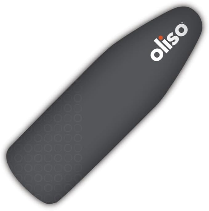 oliso Ironing Board Cover – 100% Cotton with Professional Felt Pad, Fits Standard 54" x 15" Boards – Secure Fit with Wide Elastic Edge & Adjustable Straps – Grey