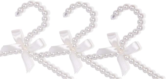 Pack of 5 Pearl Clothes Pants Hangers Bowknot Beaded Wedding Home Shop Clothes Rack 3#