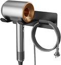 Hair Dryer Holder Wall Mount Compatible with Dyson Hair Dryer, 304 Stainless Steel Hair Dryer Blow Diffuser Holder Organizer Adhesive for The Bathroom Black