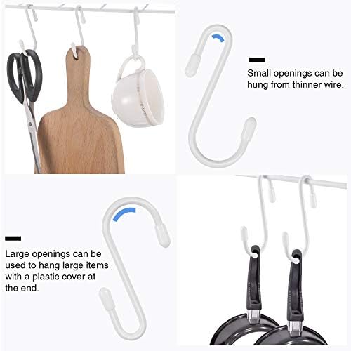 Hotop 36 Pcs White S Hooks for Hanging 2.4 Inch Heavy Duty S Shaped Hook Rack Metal Non Slip Hanger for Christmas Tree Stocking Kitchen Pot Utensils Closet Wire Bathroom Bedroom Pan Bag Towel Plant