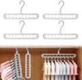 9 in 1 Smart Hanger, Upgrade Space Saving Hanger, 9 Holes Rotate Anti-Skid Folding Hangers with Multifunction Space Saving, for Heavy Clothes, Multiple Shirt, Shirts Pants (4pcs-White)