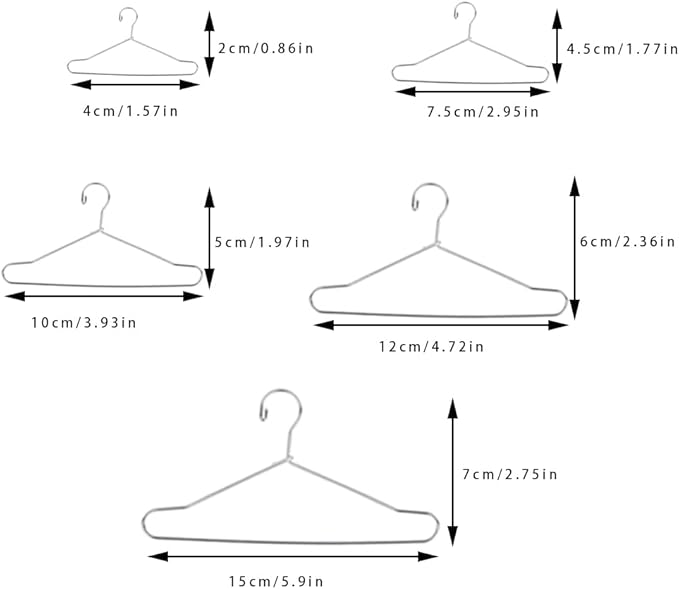 20Pcs Mini Hangers Metal Doll Clothes Holders Wire Rack Stand Doll Clothes Rack for Doll Clothes Gown Dress Outfit Doll Clothes Accessories (Gold,4cm)