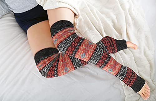 Benefeet Sox Wool Knit Leg Warmers for Women Vintage Boho Leg Warmers Long Winter Warm Thigh High Footless Boot Socks