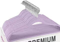 Baby Velvet Hangers 50 Pack - 11 Inch Premium Non Slip Kids Felt Hanger for Infant Clothes - Ultra Thin Baby Felt Hangers for Toddler Children's Closet with 10 Hanger Clips - Purple