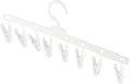 Foldable Windproof Clips Drying Rack for Socks and Underwear, Portable Plastic Hanger with 8 Clips for Laundry and Travel, White