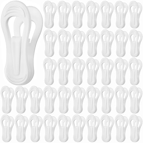 50 Pcs White Hanger Clips, 2.75 Inch Plastic Finger Clip, Multi-Purpose Pants Hanger Clip, Non-Slip Plastic Hangers Clips for Skirt Pants Clothes Hangers, Strong Pinch Grip