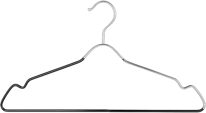 Pack of 48 Heavy Duty Metal Hangers with Shoulder Notch - Stainless Steel Wire Clothes Hangers, Ultra-Thin, Non-Slip, Space-Saving Design for Coats, Shirts, Dresses - Perfect for Closets and Wardrobes