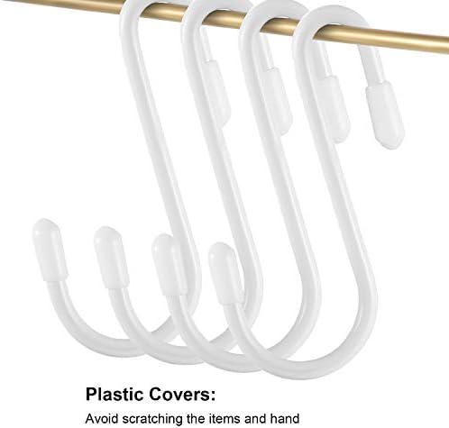 Hotop 36 Pcs White S Hooks for Hanging 2.4 Inch Heavy Duty S Shaped Hook Rack Metal Non Slip Hanger for Christmas Tree Stocking Kitchen Pot Utensils Closet Wire Bathroom Bedroom Pan Bag Towel Plant