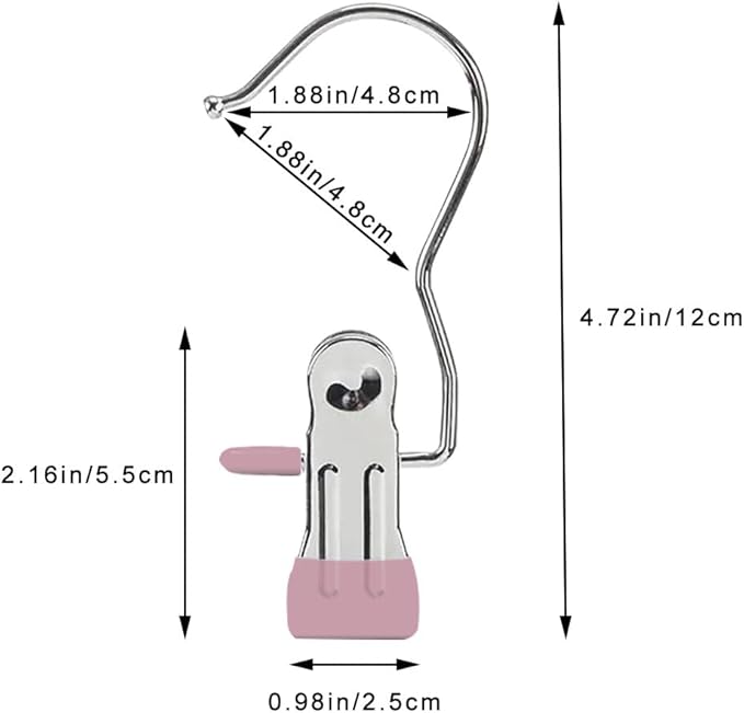 Hangers Clips,Stainless Multi Function Clip Hooks,Laundry Hanging Hooks Clips,Closet Hangers,Boot Clips， Hats Clips,Socks Clips,Pants Clips, Bras Clips (50, Pink)