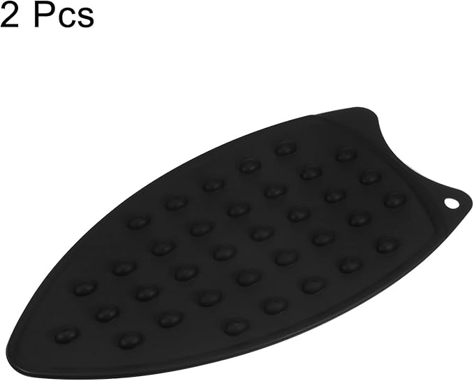 HARFINGTON 2pcs Silicone Iron Rest Pad, Multipurpose Iron Hot Resistant Mat Iron Rest Plate for Ironing Board Hot Heat Resistant Steam Compact Mat, Black
