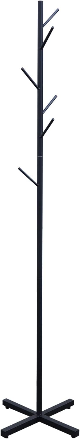 Metal Coat Rack Free Standing 7 Hooks Coats Jacket Stand Hanger Holder Black Coat Tree Corner Rack Stand Entryway Bedroom Office Organizer for Coats Hats, Clothes, Handbags, Umbrella (Black)