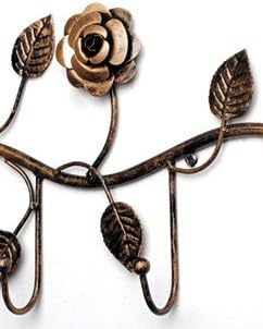 Iron Hanging Hook Clothes Hanger Rose Coat Rack Wall Decoration (Bronze)